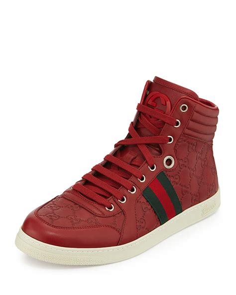 mens red gucci high top sneakers|Gucci canvas high top sneakers.